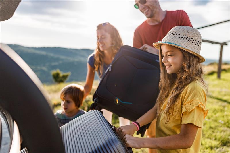 Family packing car