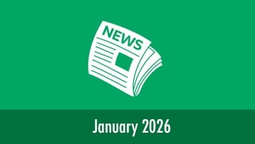 Zeitungssymbol mit einem Banner unten mit der Aufschrift " Januar 2026"